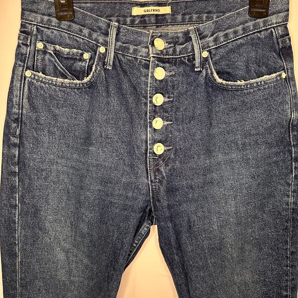 GRLFRND Karolina High Rise Button Fly 'Rather Have You' Blue Straight Jeans 27 - Picture 4 of 8